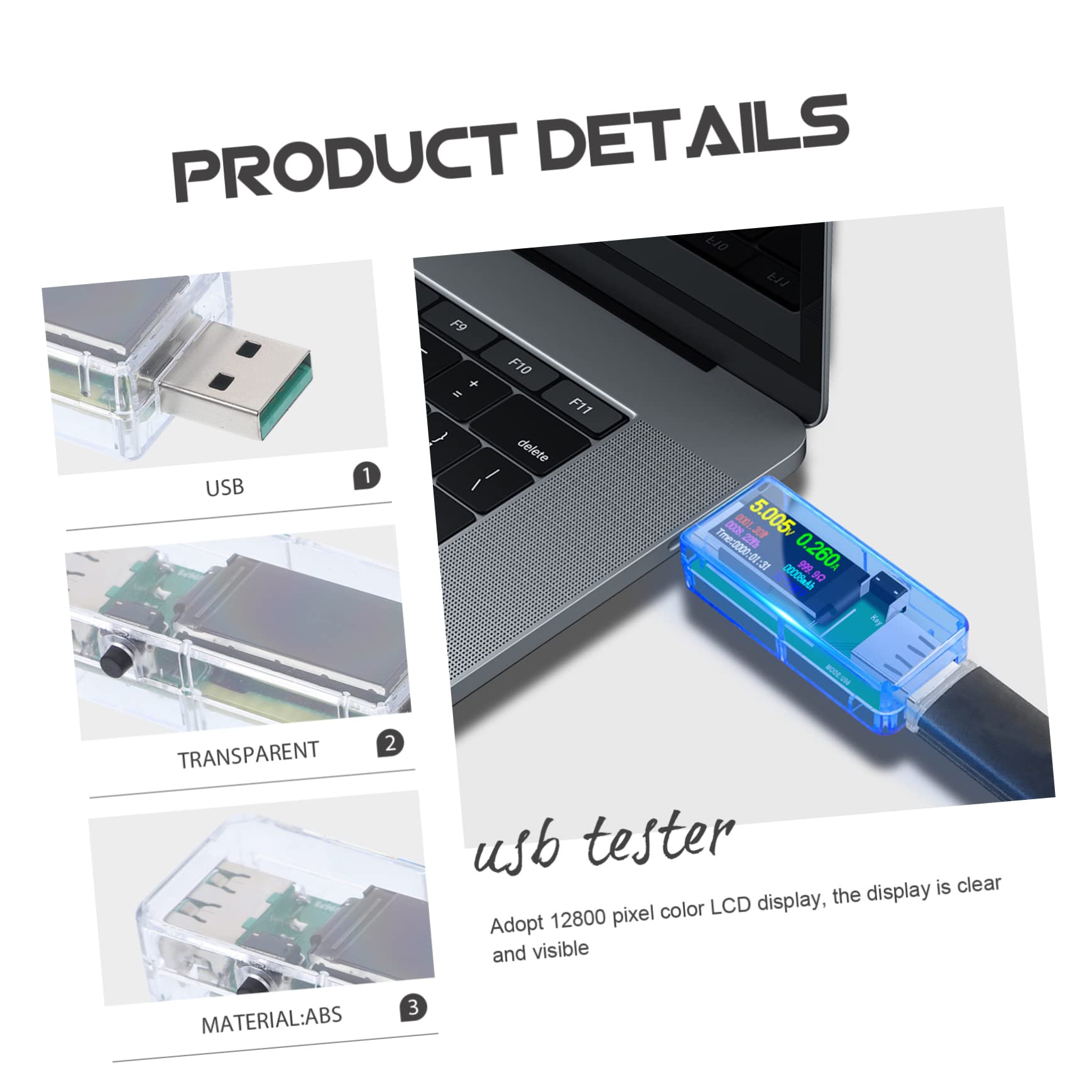 OSALADI 5stücke Usb Tester Mit Farbdisplay Spannungsmesser Für Usb-anschlüsse Überwachung Von Kapazität Und Leistung Für Ladegeräte Und Powerbanks