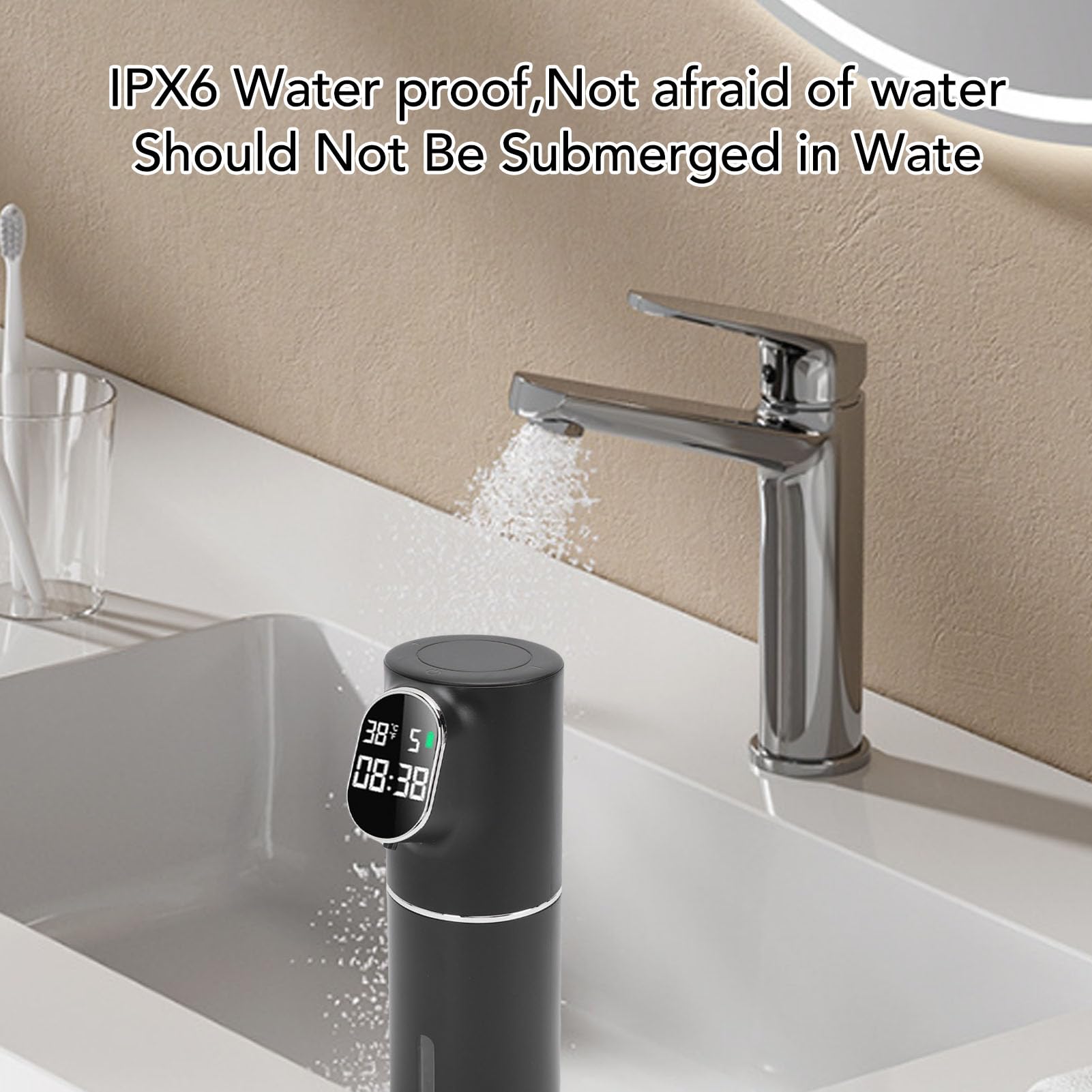 Dispensador automático de jabón espumoso Dispensador eléctrico de jabón de Manos sin Contacto Recargable por USB con Sensor Inteligente 320 ml Gran Capacidad para Cocina Baño (Negro)