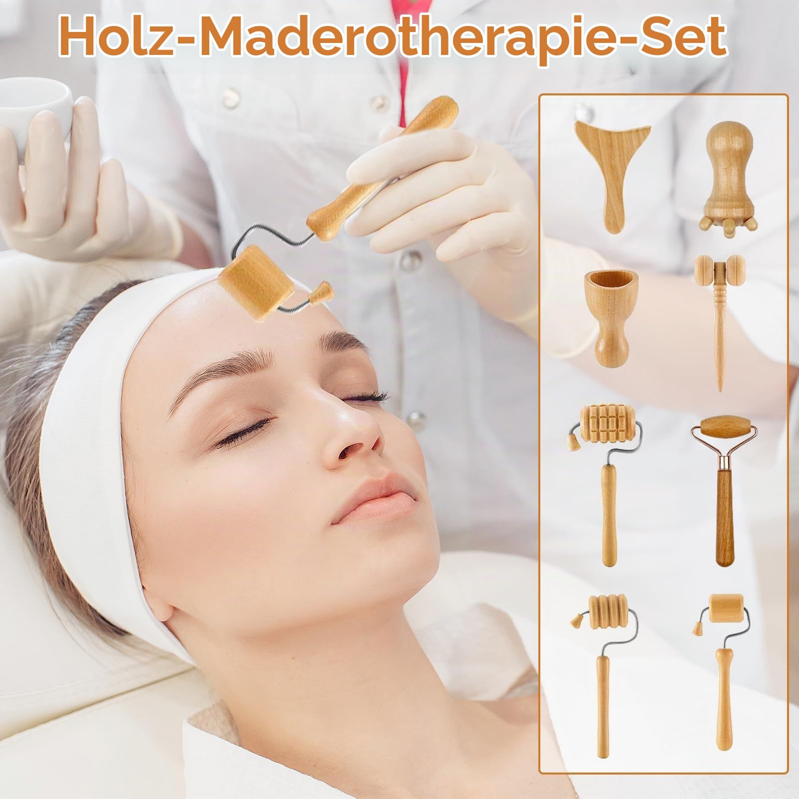 16 Stück Holz Maderotherapie Set,Faszienrolle Holz Professionelles Massage Set,Massageroller Beine,Rücken Massagegeräte,Body Gua Sha,Entspannung Therapie Tools für Körperformung,Anti Cellulite,Stress