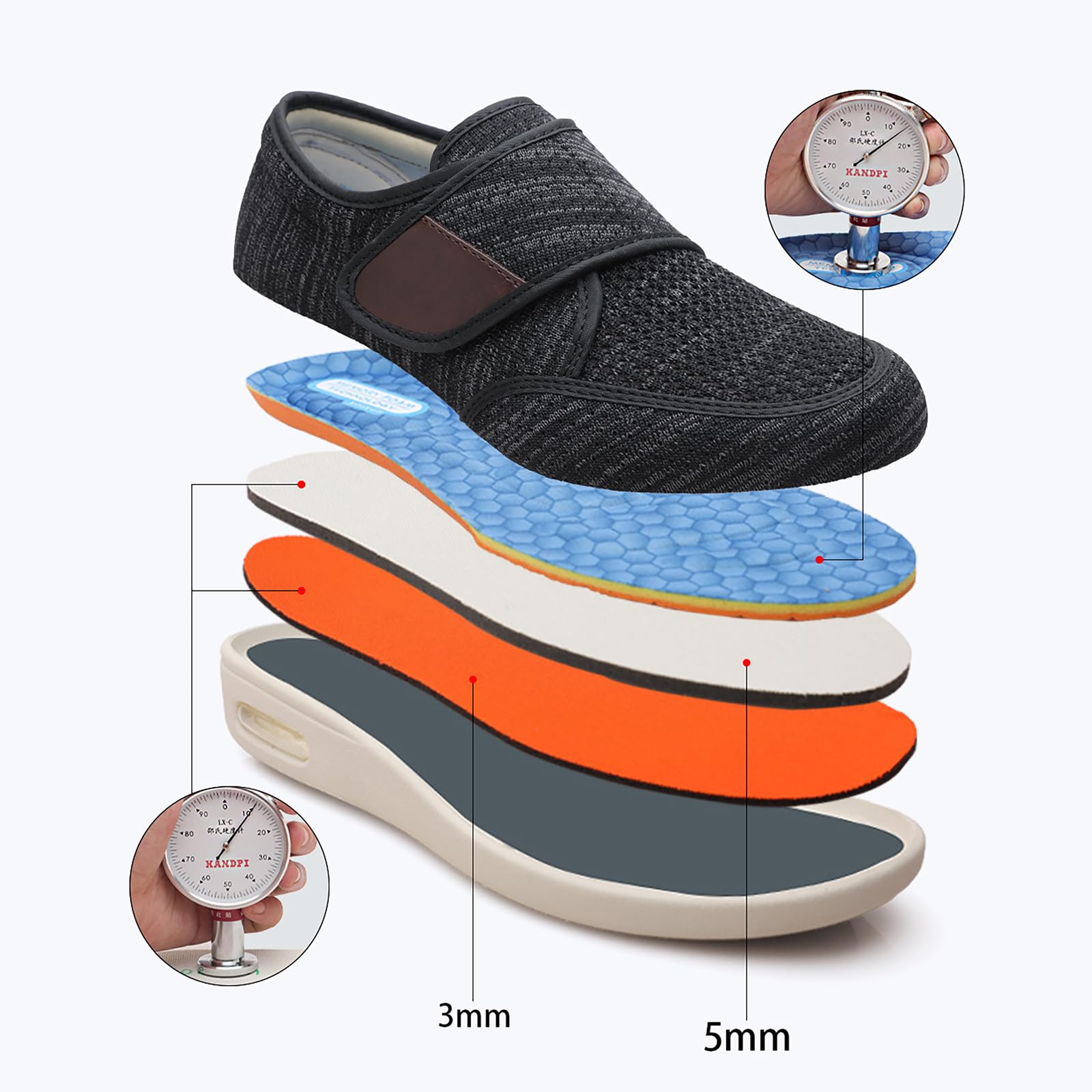 Zapatillas de Caminar ortopédicas Extra Anchas para Mujer, Zapatillas Transpirables y Ajustables, Zapatos con Soporte del Arco Plantar para pies hinchados y Uso Todo el día
