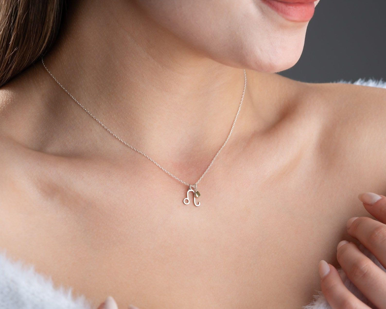 Piccolo zodiaco collana con pietra portafortuna delicato oro oroscopo Sterling forma astrologia Festa della Mamma Natale anniversario compleanno