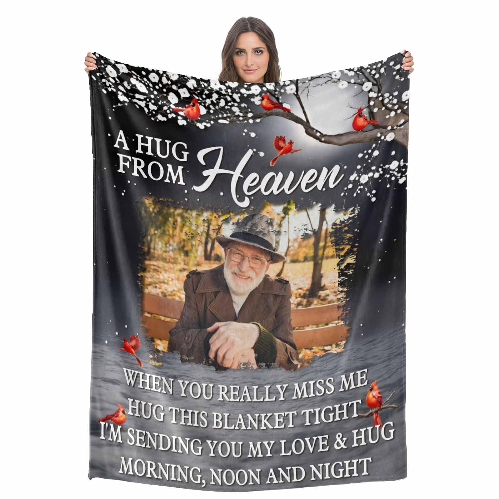 YDQHLQW Custom Memorial Blanket with Photos for Loss of Loved One, Loving Memory Personalized Sympathy Blanket for Loss of Dad Mom Husband Wife Friend in Memory of Loved One Gifts, Made in USA