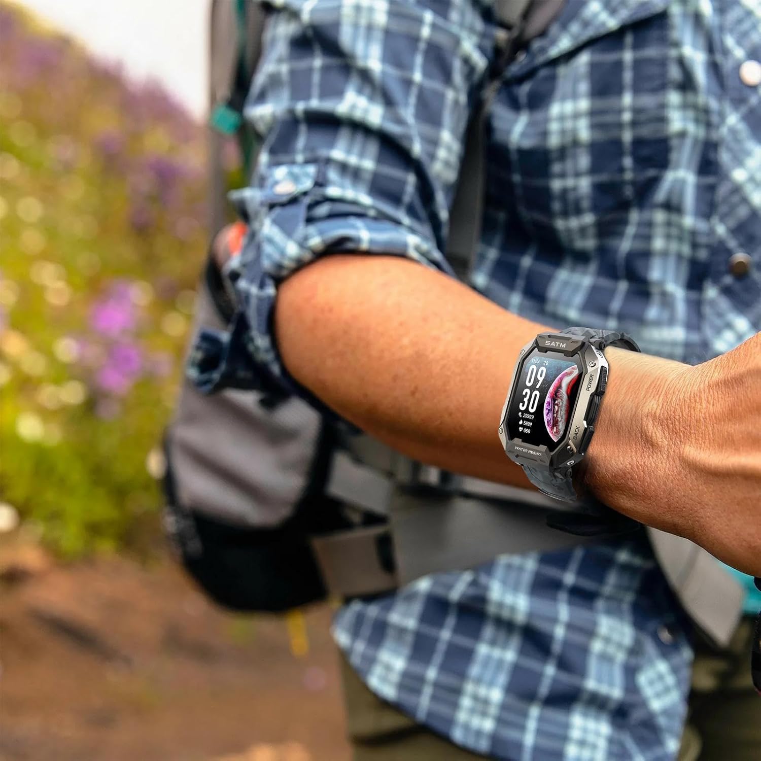 Jikiaci Militari Orologi intelligenti | Orologio fitness da 1,71 pollici con frequenza cardiaca | Outdoor Tacticals Sport Robusto Smartwatch, Robusto Outdoor GPS Militare Smartwatch Resistente