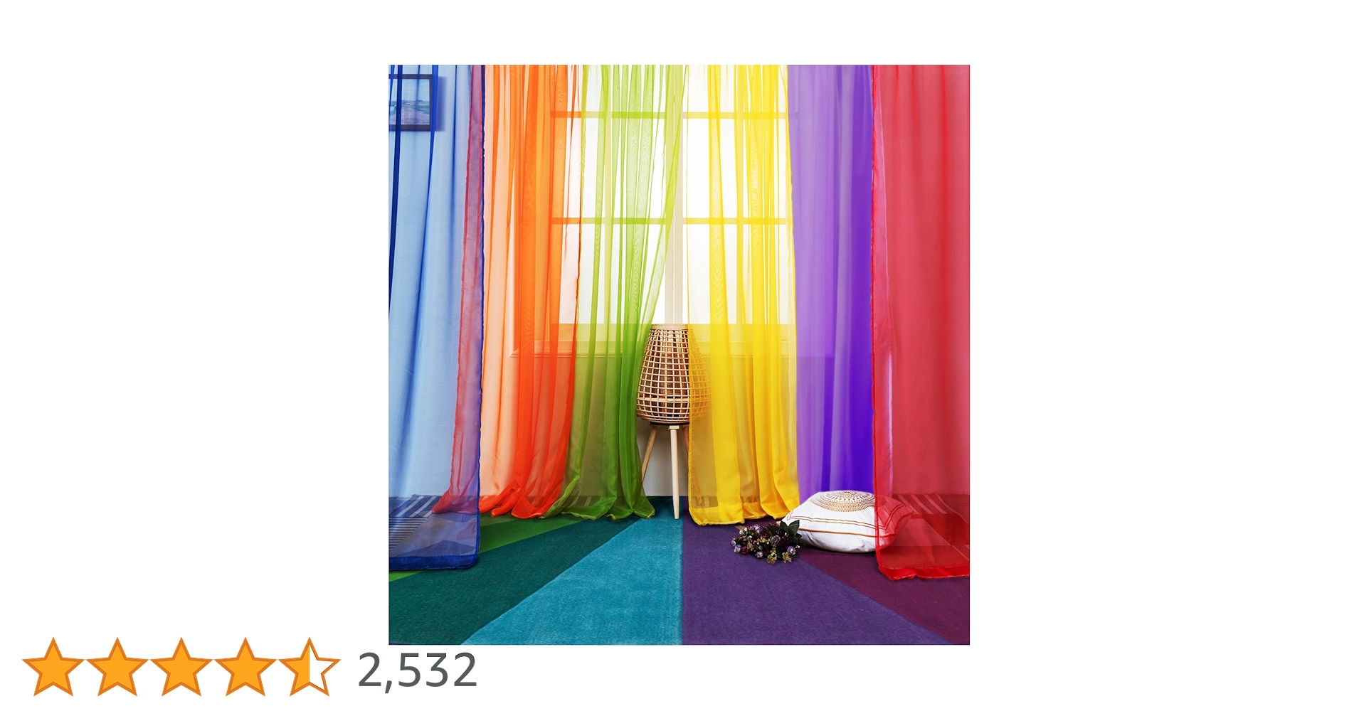 Amazon｜レインボーシアーウィンドウパネル カラフルな背景 明るい