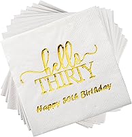 Vista 7 de Servilletas de papel desechables para fiesta de cumpleaños con lámina dorada, decoraciones de feliz cumpleaños, paquete de 100, servilletas de 3