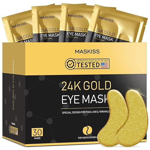 Parches de oro de 24 quilates para debajo de los ojos (30 pares), máscara de ojos, productos de colágeno para el cuidado de la piel, parches para