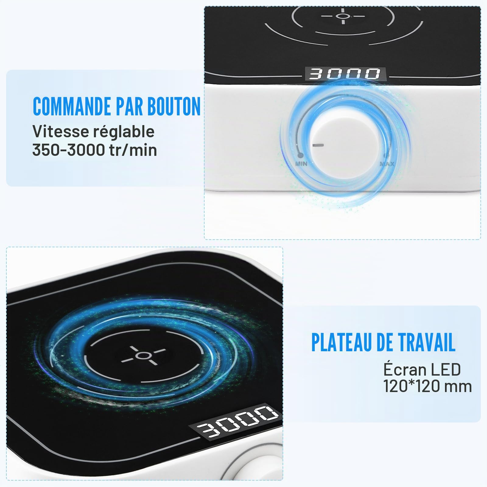 Agitateur Magnétique Digital 350-3000rpm 5L Agitateur Magnétique Numérique Mélangeur Magnétique de laboratoire avec écran LED avec Barreaux d'agitation Magnétiques