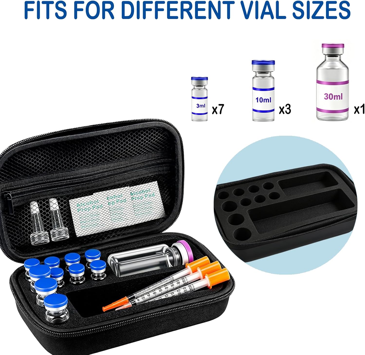 Peptide Case for Travel & Fridge, BAC Water Insulin Vial Holder Storage