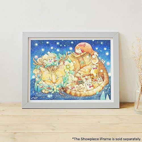 Miniatura 2 de Pintoo Rompecabezas de 1200 piezas para adultos, león de algodón, noche de Navidad y gatos, hermoso rompecabezas de plástico para decoración del