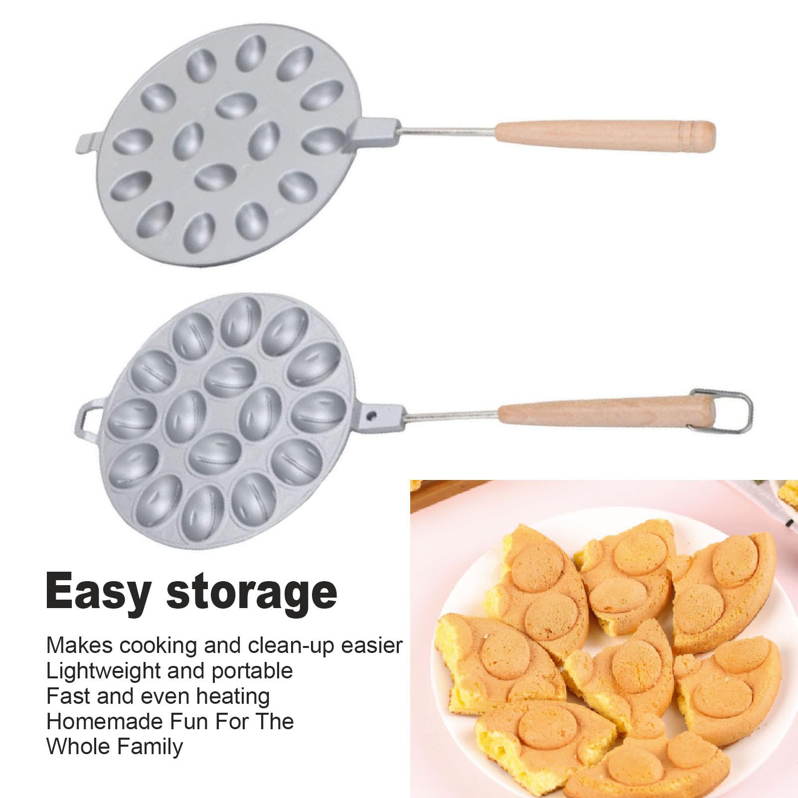 Generic Durevole Pressa per Biscotti Alla Nocciola Antiaderente per Biscotti Alla Noce con Manico in Legno per Pasticceria e Uso Domestico (16 buche)