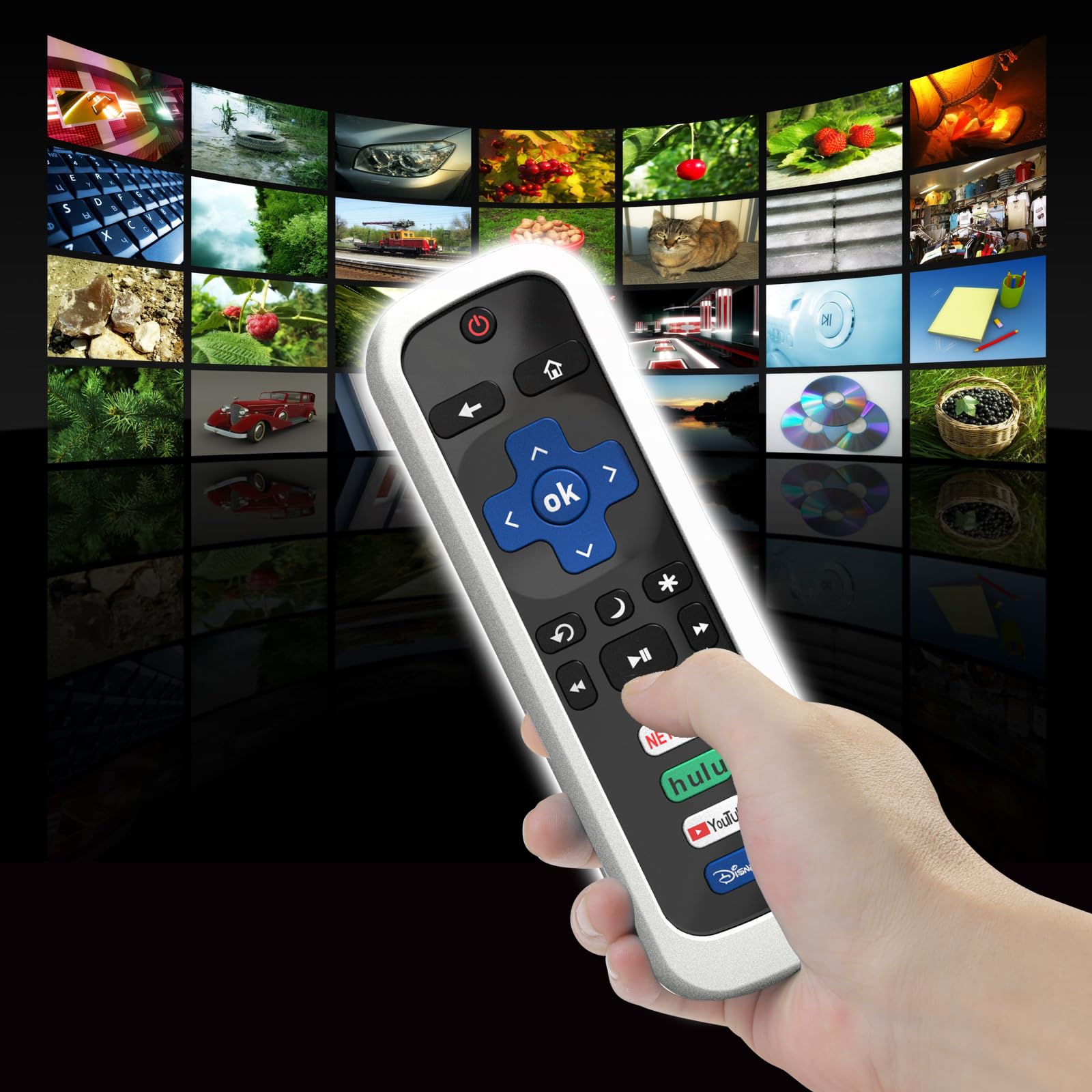 Funda para mando a distancia Roku Stick, funda compatible con mando de TV Hisense, funda de silicona para TCL Smart TV, soporte que brilla en la oscuridad, color blanco