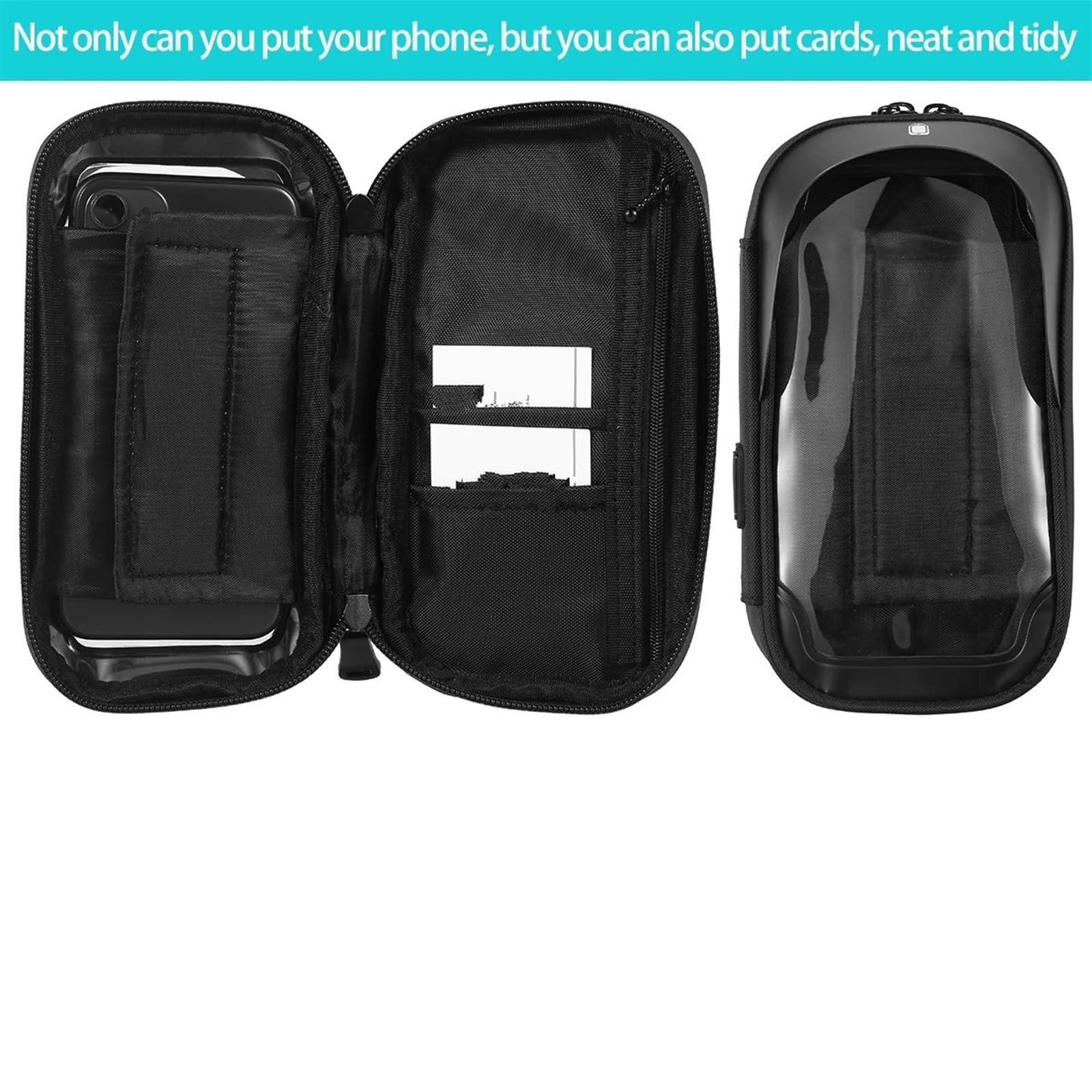 Supporto Cellulare Moto Borsa Manubrio Porta Telefono Impermeabile Girevole A 360° Telaio Anteriore Bici Navigazione Facile Smartphone Universale(Nero)