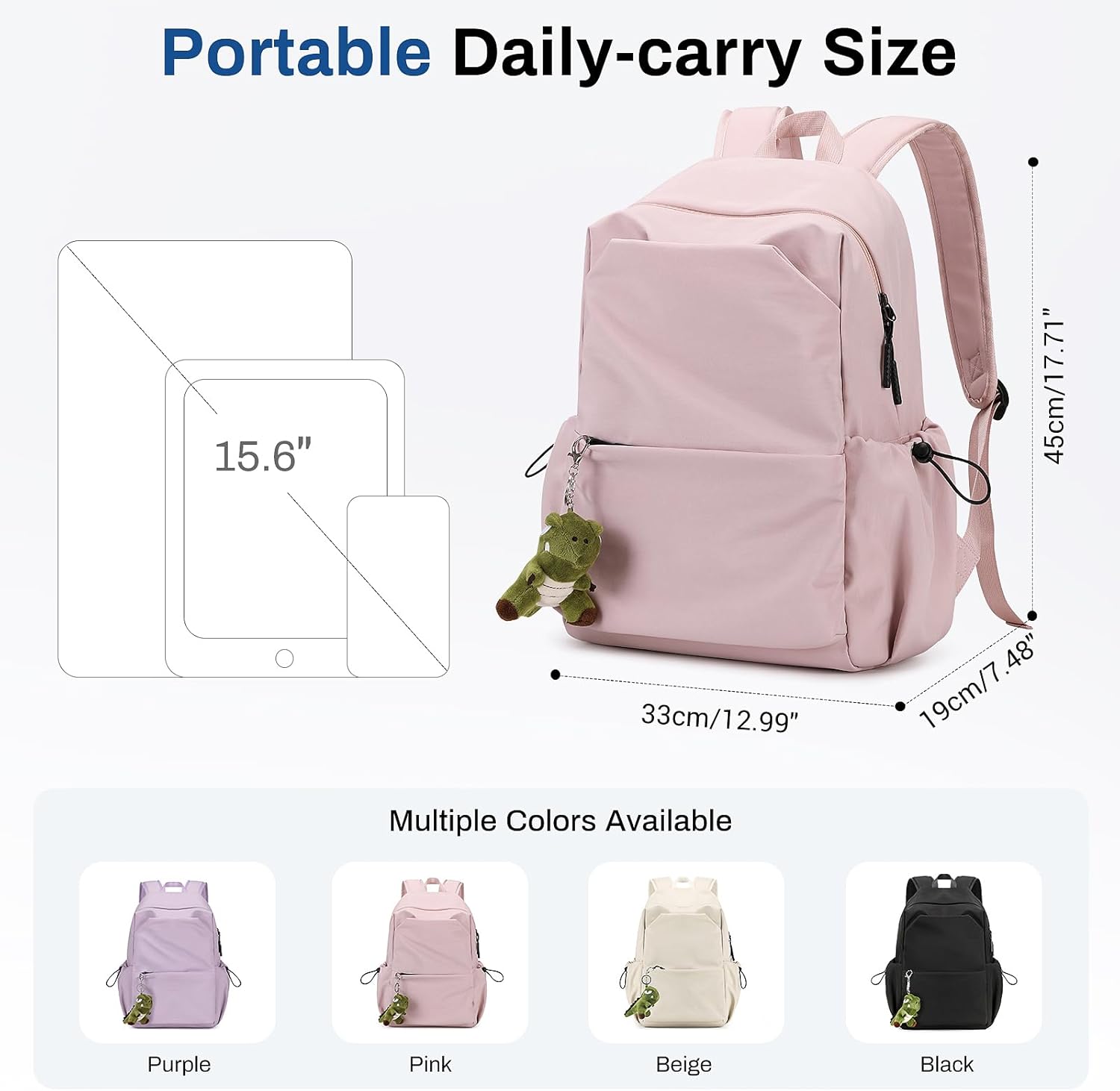 Girls Backpack, School Backpack for Teens Lightweight Kids School Bags College Bookbag with Furry Doll, Pink image 3 of 9 B0DFTJMGBP