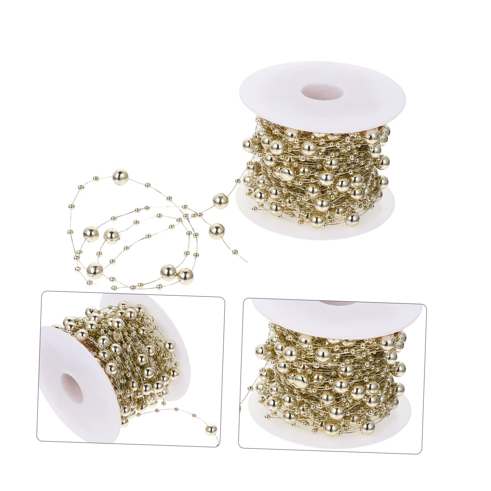 Anneome 3rollen Weihnachtsperlen Dekorative Perlenkette Für Hochzeiten Und Festlichkeiten Goldene Und Silberne Galvanisierte Perlen Für Kreative Bastelprojekte