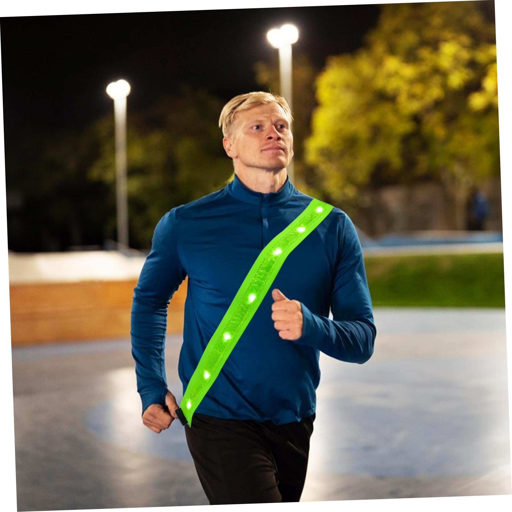 ibasenice Bretelles croisées Lumineuses Bande LED Ceinture d'épaule Ceinture LED Bracelet Lumineux de Course de Nuit Sangle de Bande réfléchissante Nylon Green