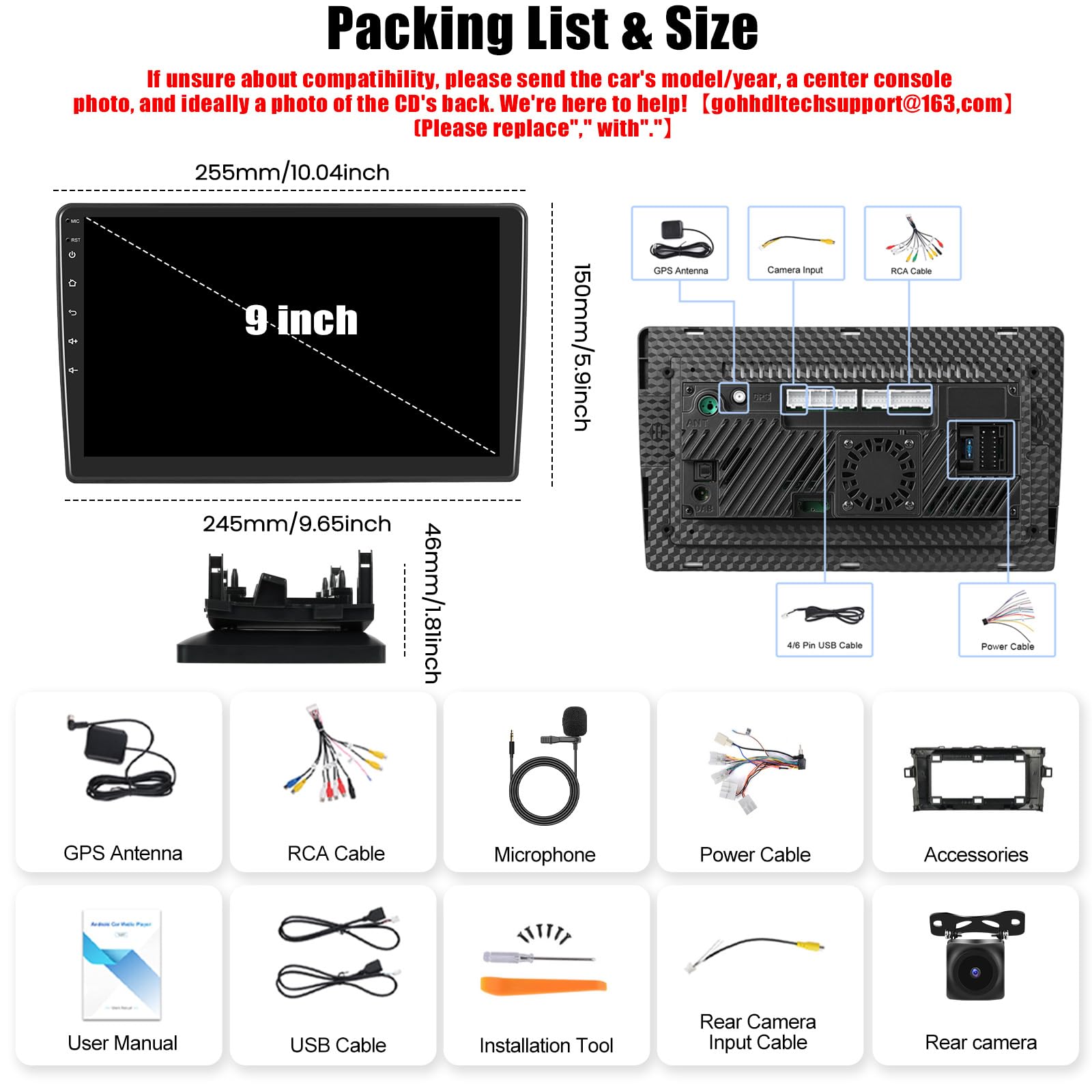 Android 15, 2G+64G GOHHDL Autoradio 2 DIN para Toyota Auris 2006-2011 Carplay Android Auto, Pantalla Táctil de 10-Pulgadas, Radio para Coche con GPS WiFi EQ Bluetooth FM/RDS SWC +Cámara + Mic