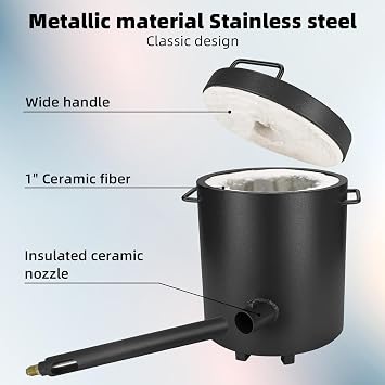 Metal Melting Furnace, 12 Kg Propane Melting Furnace with Crucibles & Tongs Kiln, Casting Refining Smelting for Precious Metals Gold Silver Tin Aluminum Melting Casting Tool