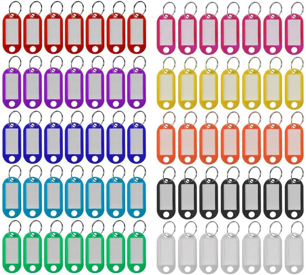 Plastic Key Tags 220 Pcs, Key Labels with Ring and Label