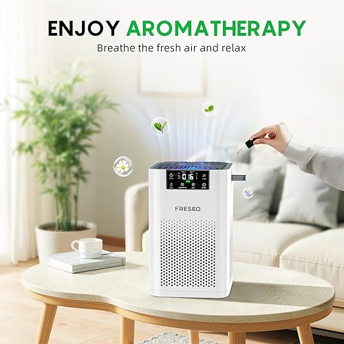 Miniatura 6 de FRESKO Purificador de aire pequeño para el hogar, purificadores de aire HEPA para pelo de mascotas, olores, limpiador de aire silencioso con