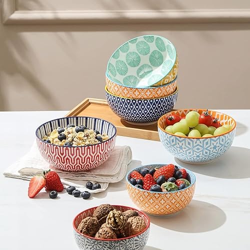 Miniatura 4 de Selamica Juego de cuencos de cerámica para postre de 12 onzas, cuencos para helado, cuencos pequeños de 4.7 pulgadas para helado, aperitivos,