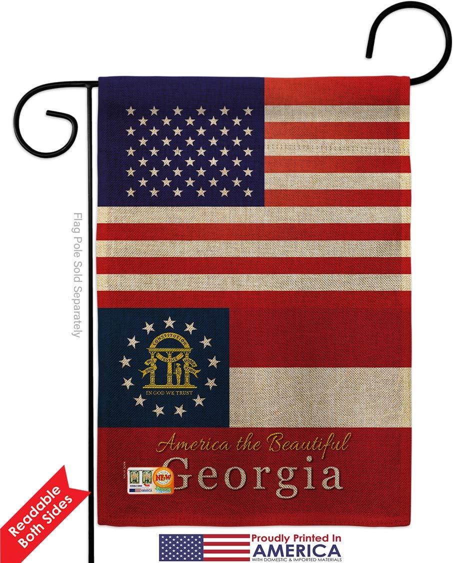 US Georgia Burlap Burlap Garden Flag Americana States USA American Territories Republic Small Decorative Gift Yard House Banner Double-Sided Made In 13 X 18.5