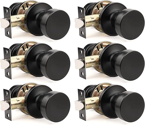 Miniatura 22 de Orger Paquete de 1 pomo de puerta interior negro mate, perilla de puerta de privacidad reversible con cerradura, pomo redondo sin llave para baño y