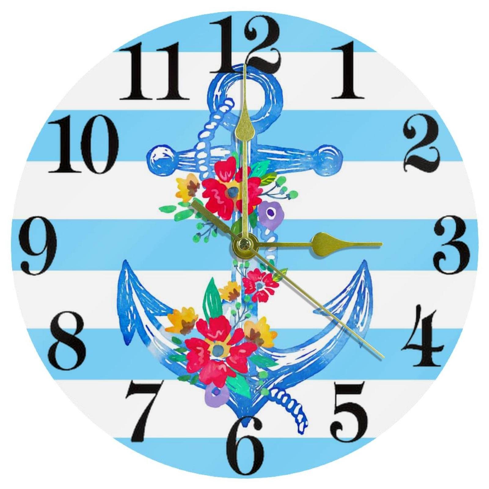 Horloge murale pour maison et cuisine au design bleu azur