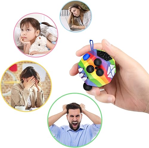Miniatura 4 de VCOSTORE 12 lados Fidget Cube, juguete de ansiedad para niños y adultos con ADHD ADD OCD autismo
