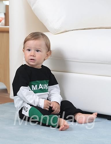 Miniatura 2 de Menglang Conjunto de sudadera y pantalones de manga larga con letras, ropa para bebé niño para otoño e invierno
