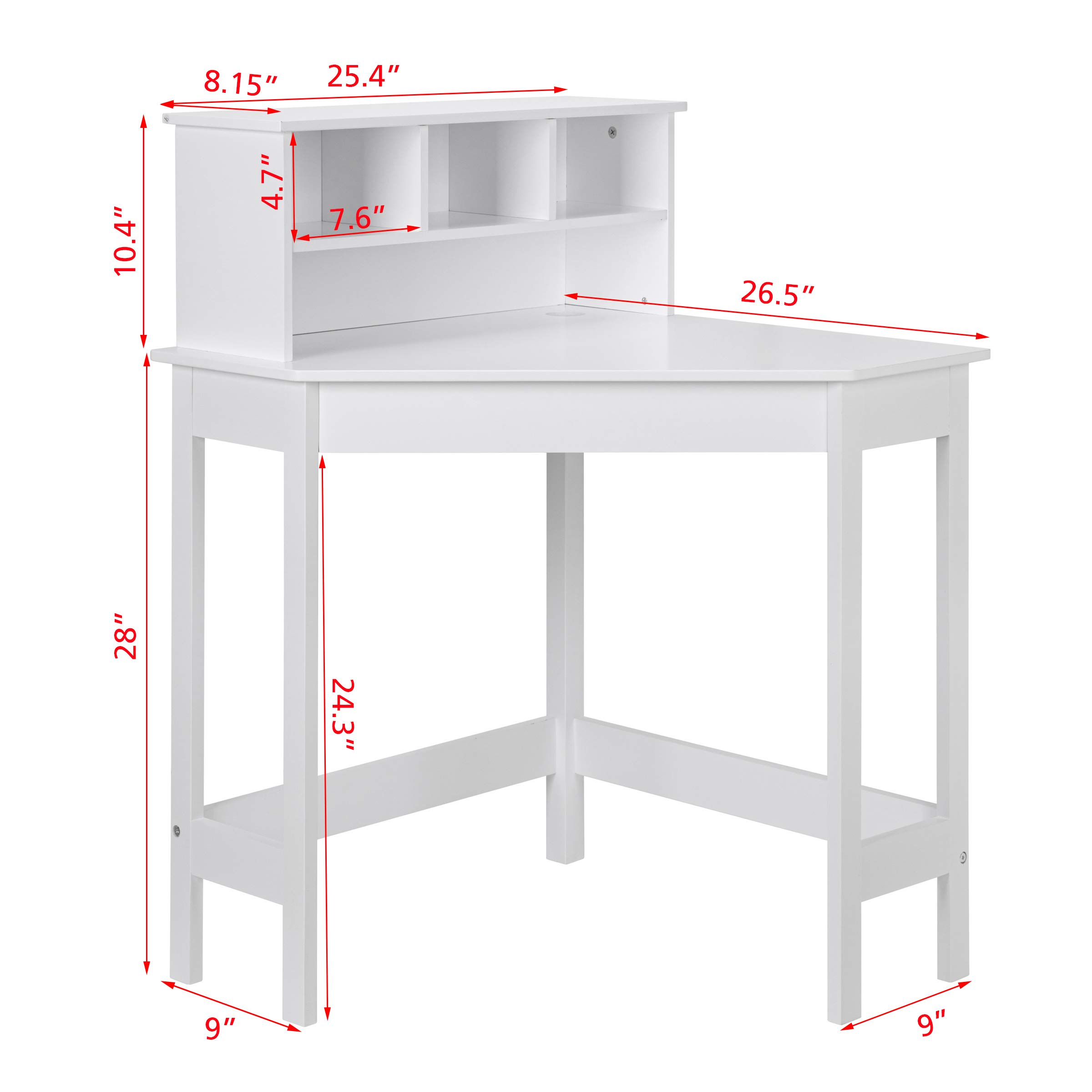UTEX Corner Desk with Storage and Hutch for Small Space, Kids Corner