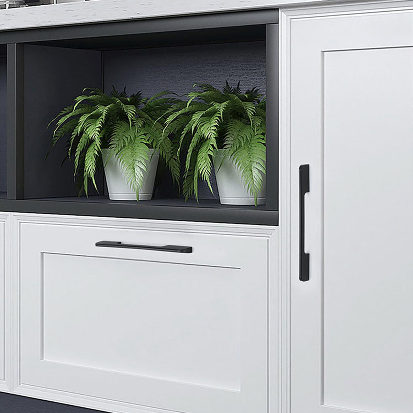 Griffe für Schränke Schwarz Lang,2 Griffe Küche Modern Massive Aluminium | Eloxierte Oberfläche Bügelgriff Lochzentren: 96 - 960 mm Schubladengriff für Kleiderschrank Schublade Küche 960mm/37.8in