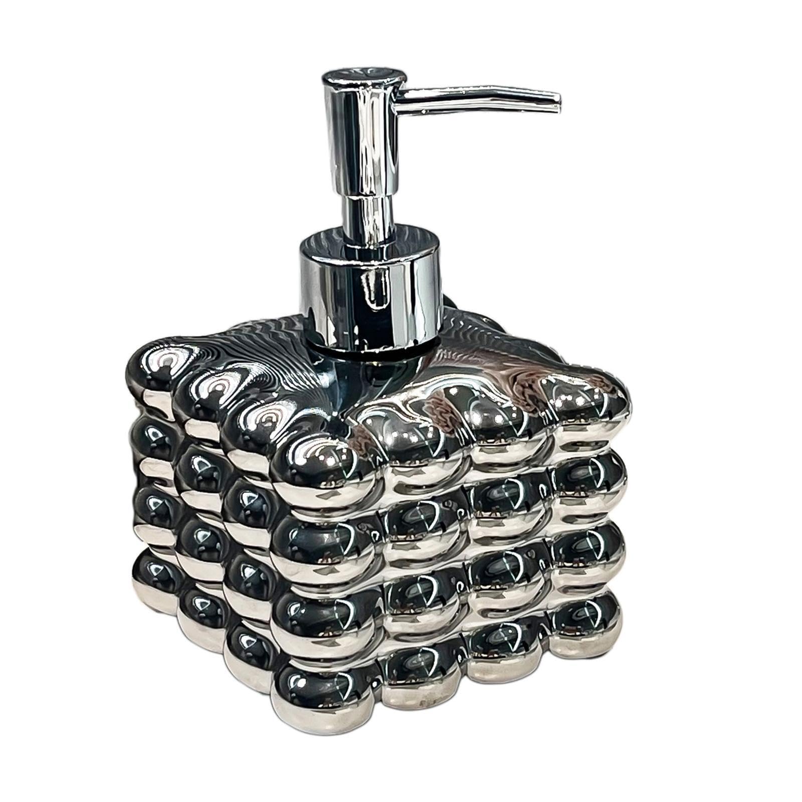 TWISAXC Artistic Ceramic Lotion Dispenser for Creative Porcelain Lotion Dispenser User Efficient Hand Soap Hotel Ceramic Bottle With Pump Kitchen, silver, 14.3x9.3cm