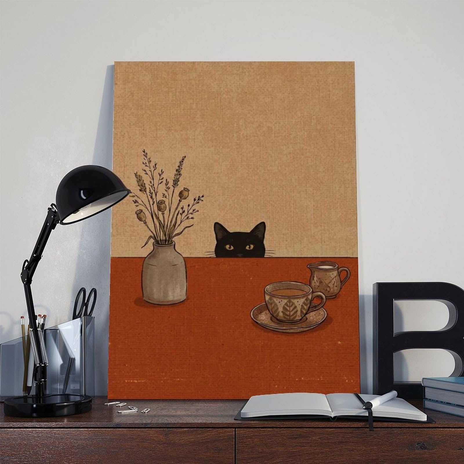 Sneaky Black Cat – accogliente decorazione per cucina a tema caffè poster decorazione camera da letto paesaggio ufficio camera da letto decorazione regalo 61 cm L x 91,4 cm W