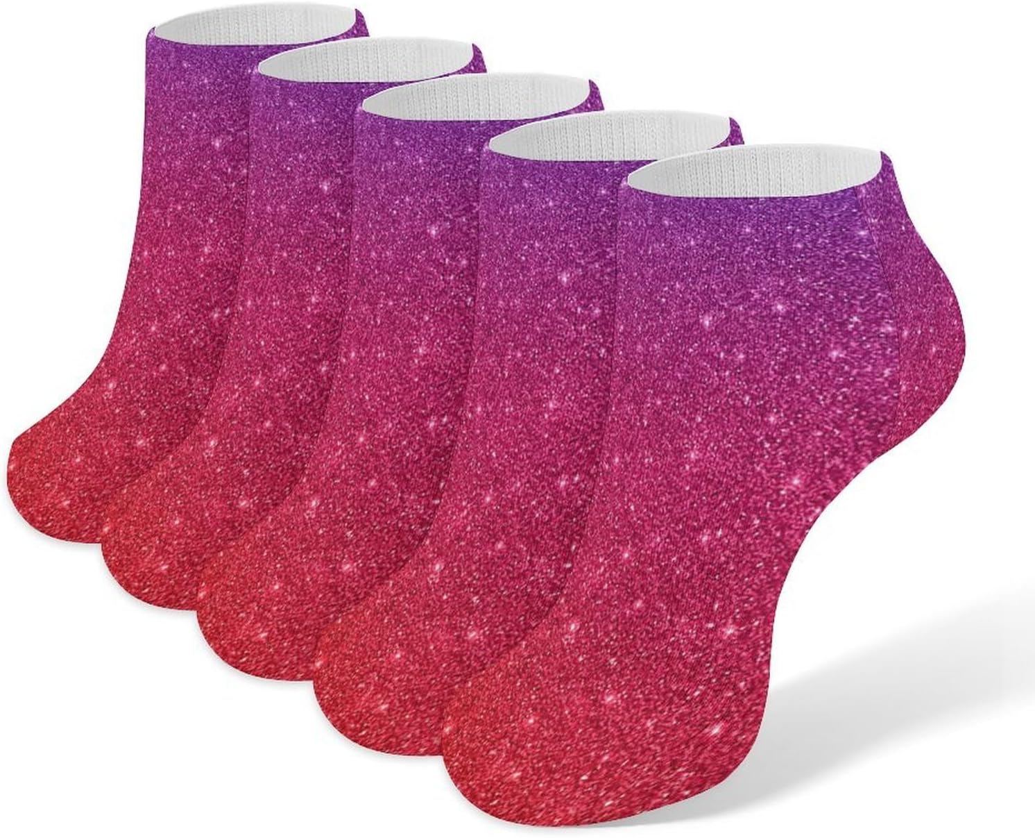 Gradient Sequin Sparkle Ankle Socks for Men Women 5 Pairs
