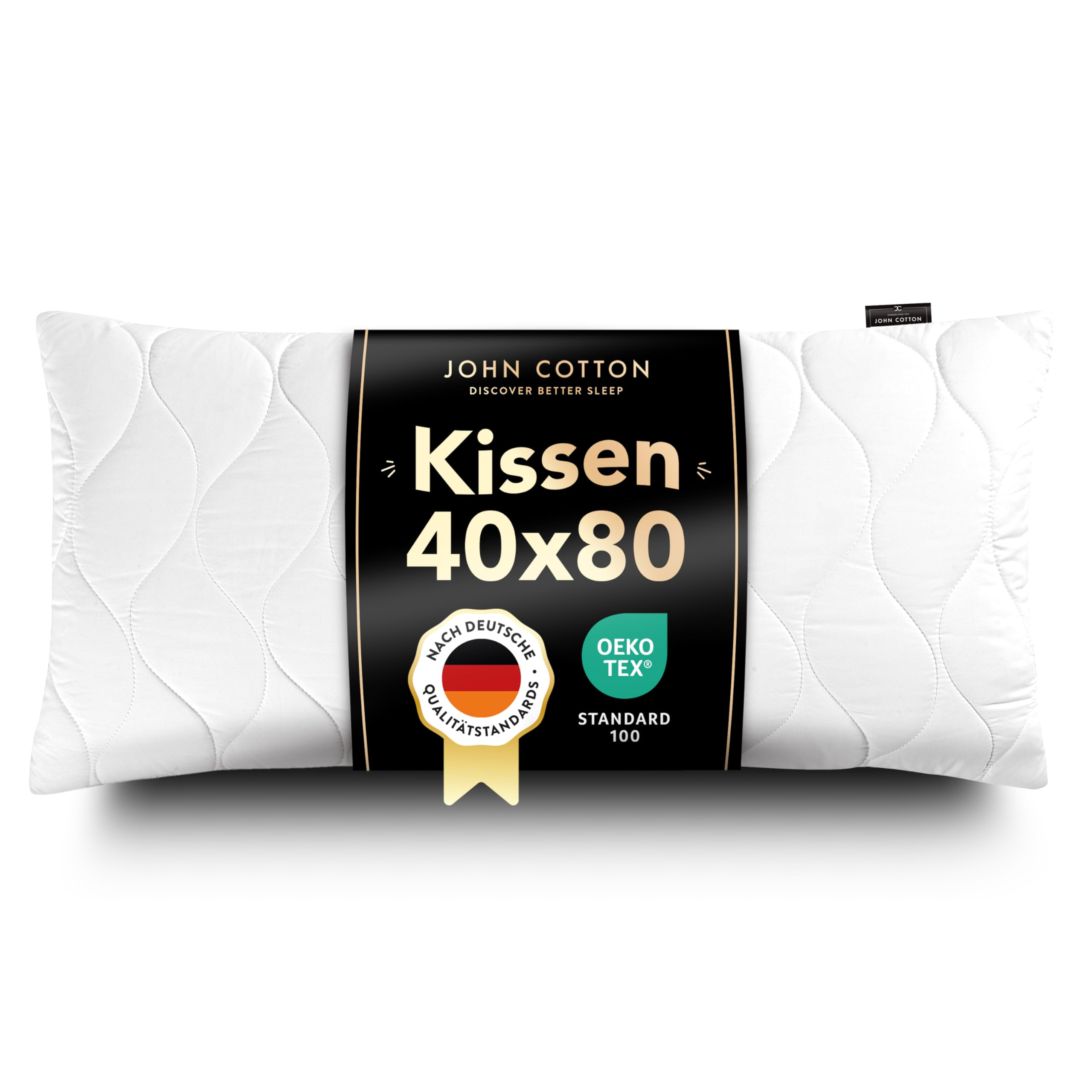 John Cotton Kopfkissen 40x80 cm – Hotel-Luxus-Stepp-Kissen für Nackenschmerzen, Verstellbares Kissen mit Reißverschluss