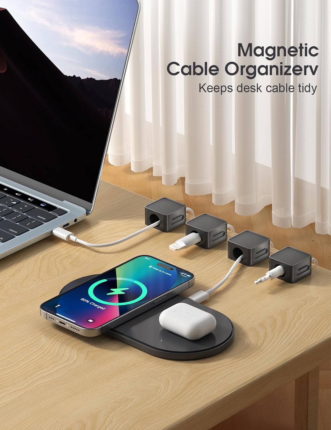 20 Pack Cord Organizer Holder, Strong Adhesive Desk Cable Management Magnetic Easy Open,Organize Phone Charging Cords Wire Holder Organizer Neatly for Home,Office,Car,Desk,Nightstand - Image 6