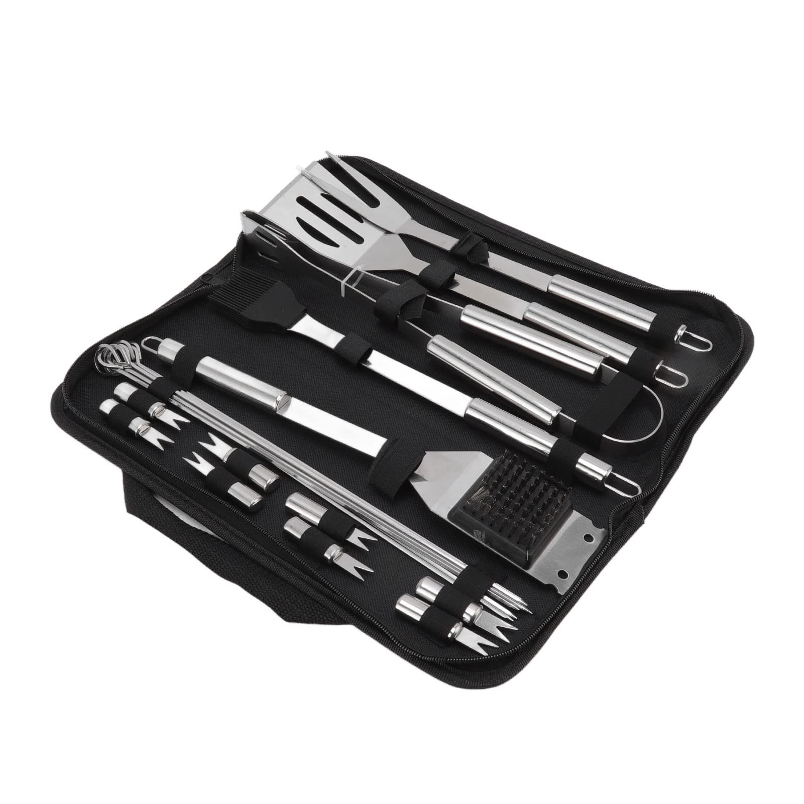Set di Utensili per Griglia per Barbecue 20 Pezzi Attrezzo per Barbecue in Acciaio Inossidabile Set per Grigliate Portatile all'aperto Manico in Legno Antiscottatura 1047g per la Famiglia