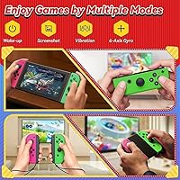 Vista 4 de Joy Cons for Switch, Replacement for Switch Controllers Joycon, Upgraded Switch Joycons with Dual VibrationWake-upScreenshot Pink and Green