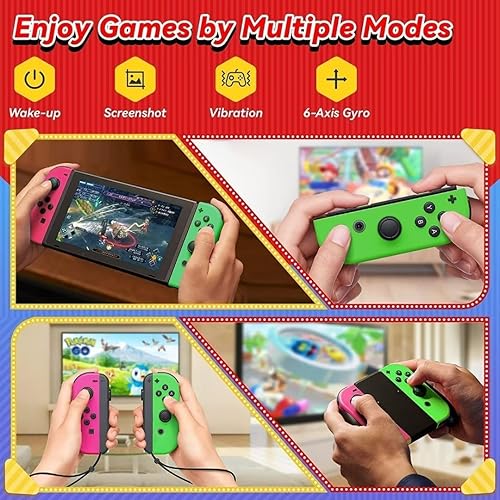 Miniatura 4 de Joy Cons for Switch, Replacement for Switch Controllers Joycon, Upgraded Switch Joycons with Dual VibrationWake-upScreenshot Pink and Green