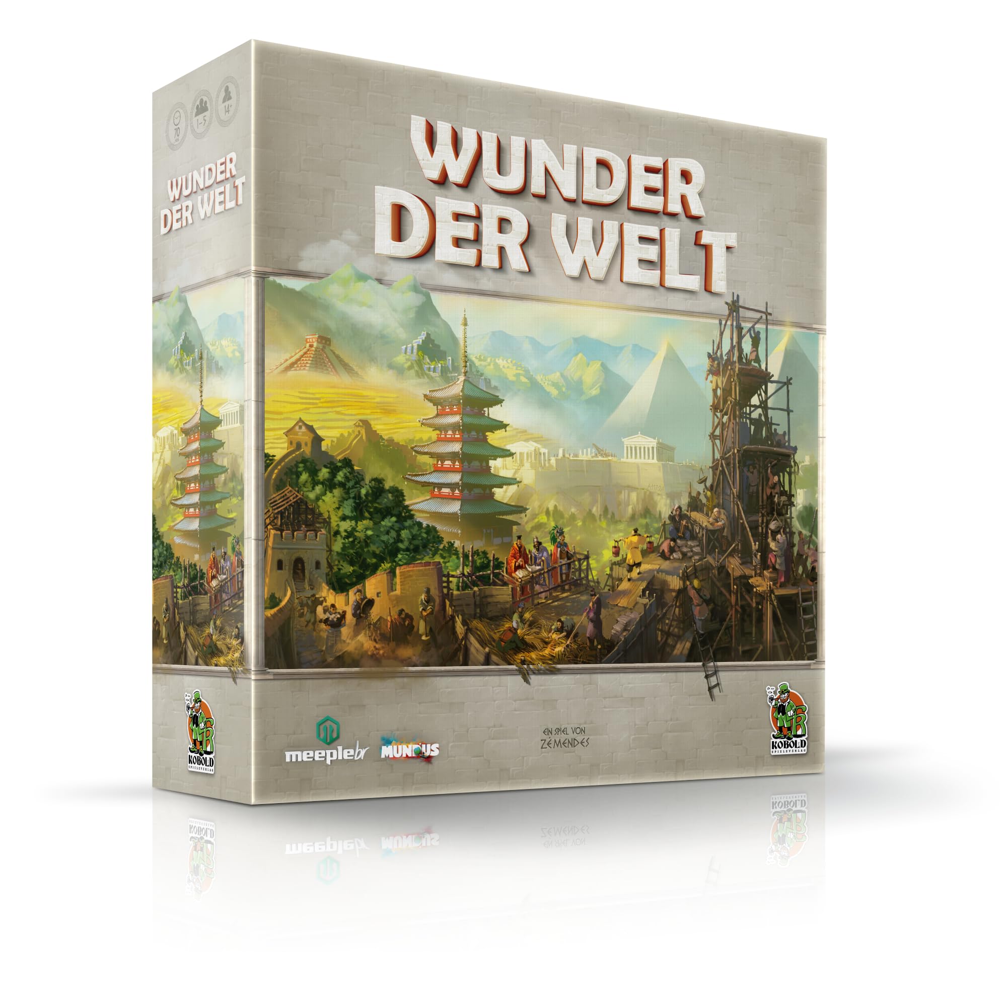 Wunder der Welt | Familienspiel Brettspiel für 1–5 Spieler ab 14 Jahren | Legespiel mit Weltwundern aus Holz | Stadtbau mit Taktik & Strategie | 30–60 Min. Spielzeit | Deutsch