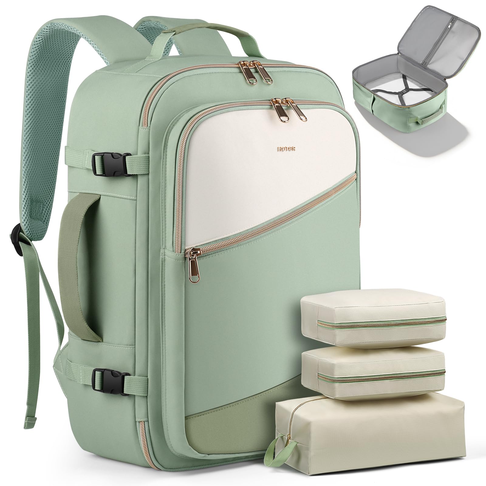 HOTOR Travel Backpack for Women TSA-Friendly Travel Bag with Multiple Compartments 3 Packing Cubes Water-Resistant Comfortable Perfect for