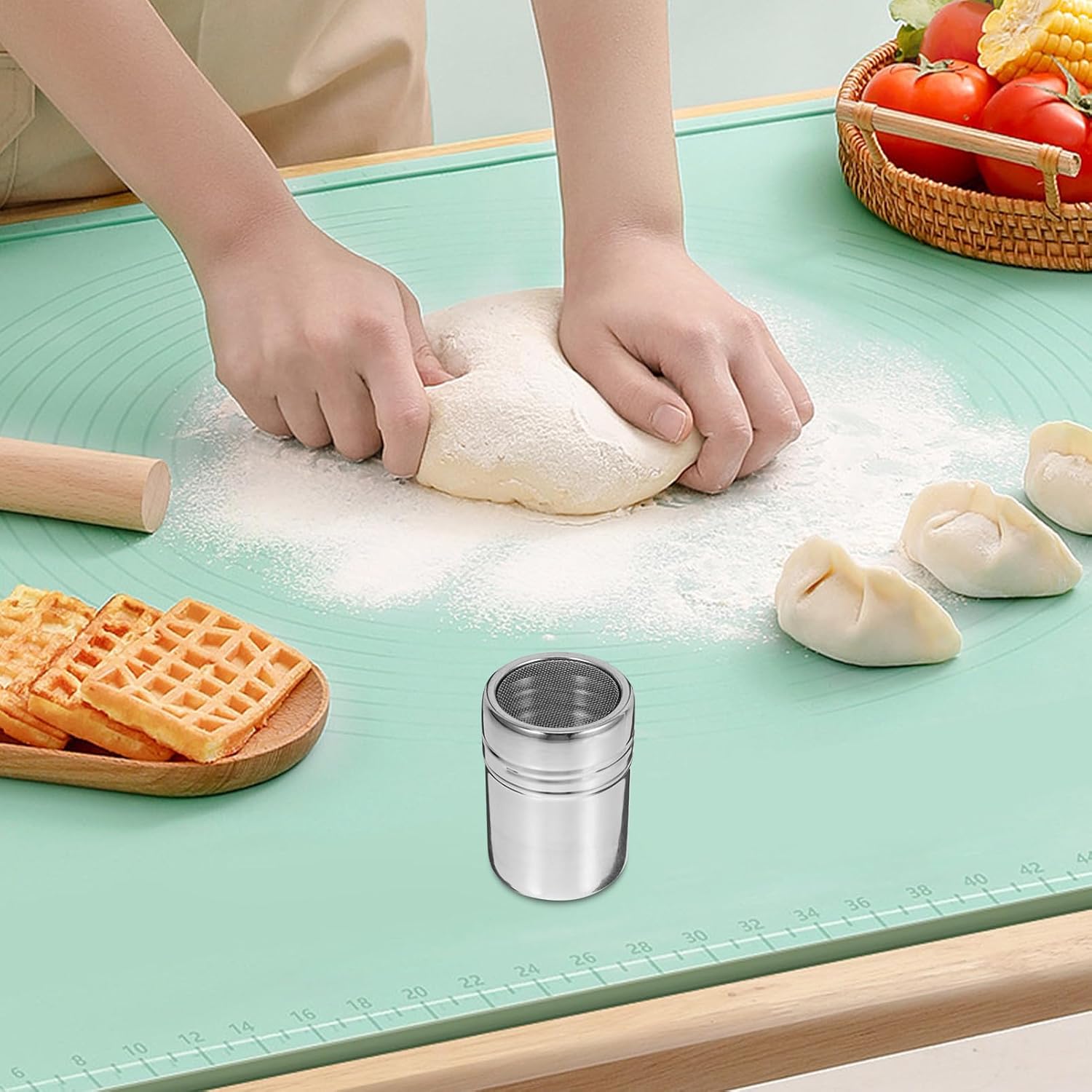 Reusable Sugar Powder Shaker 200ml Stainless Steel and PP Silver