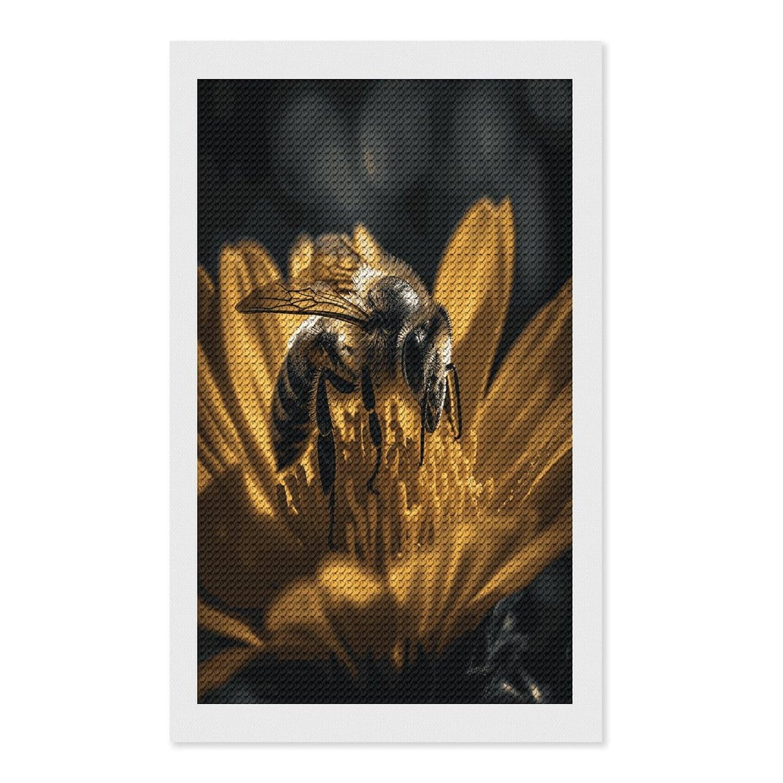 FekiLoot Serious Bee Diamond Art Kits for Adults Diamond Painting Kits for Beginners DIY Diamond Art Kits Round Full Drill Diamond Dot Gem Painting for Home Wall Decor Gift 12"x20"