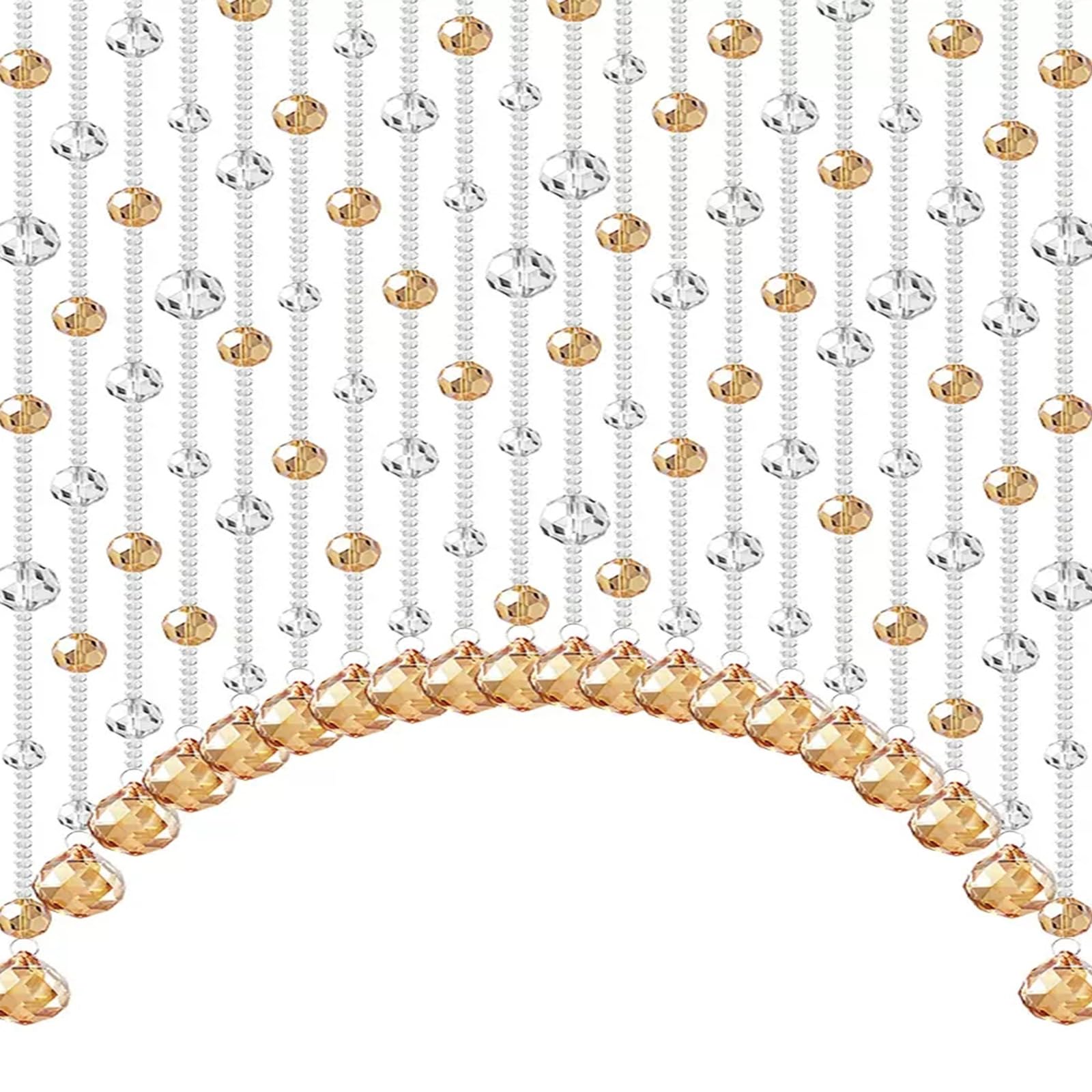 Perles suspendues pour porte vitrée et fenêtres de salon couleur or