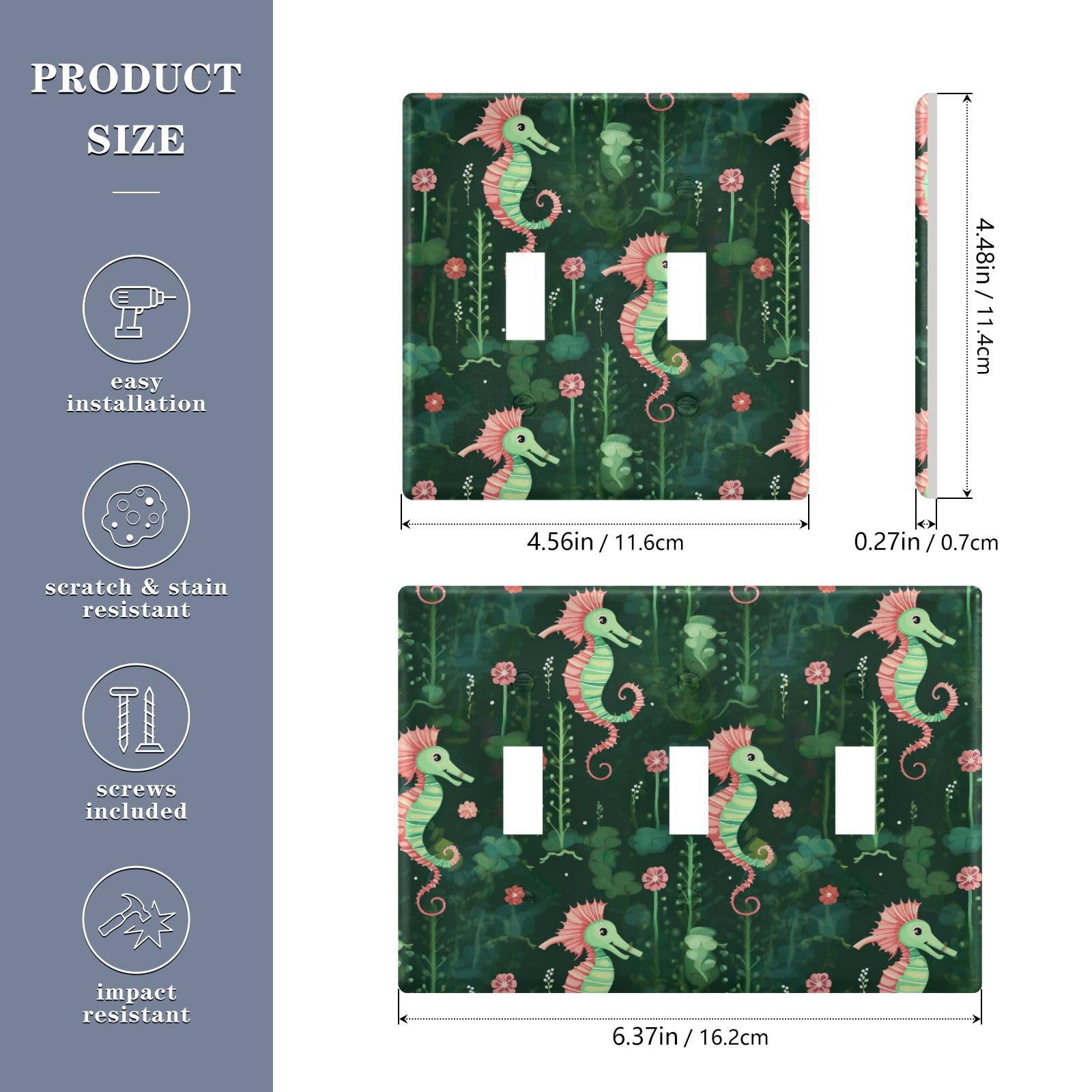 UMIRIKO Seahorse Light Switch Cover Plate Covers Decorative Double Toggle Home Decor 202a8814