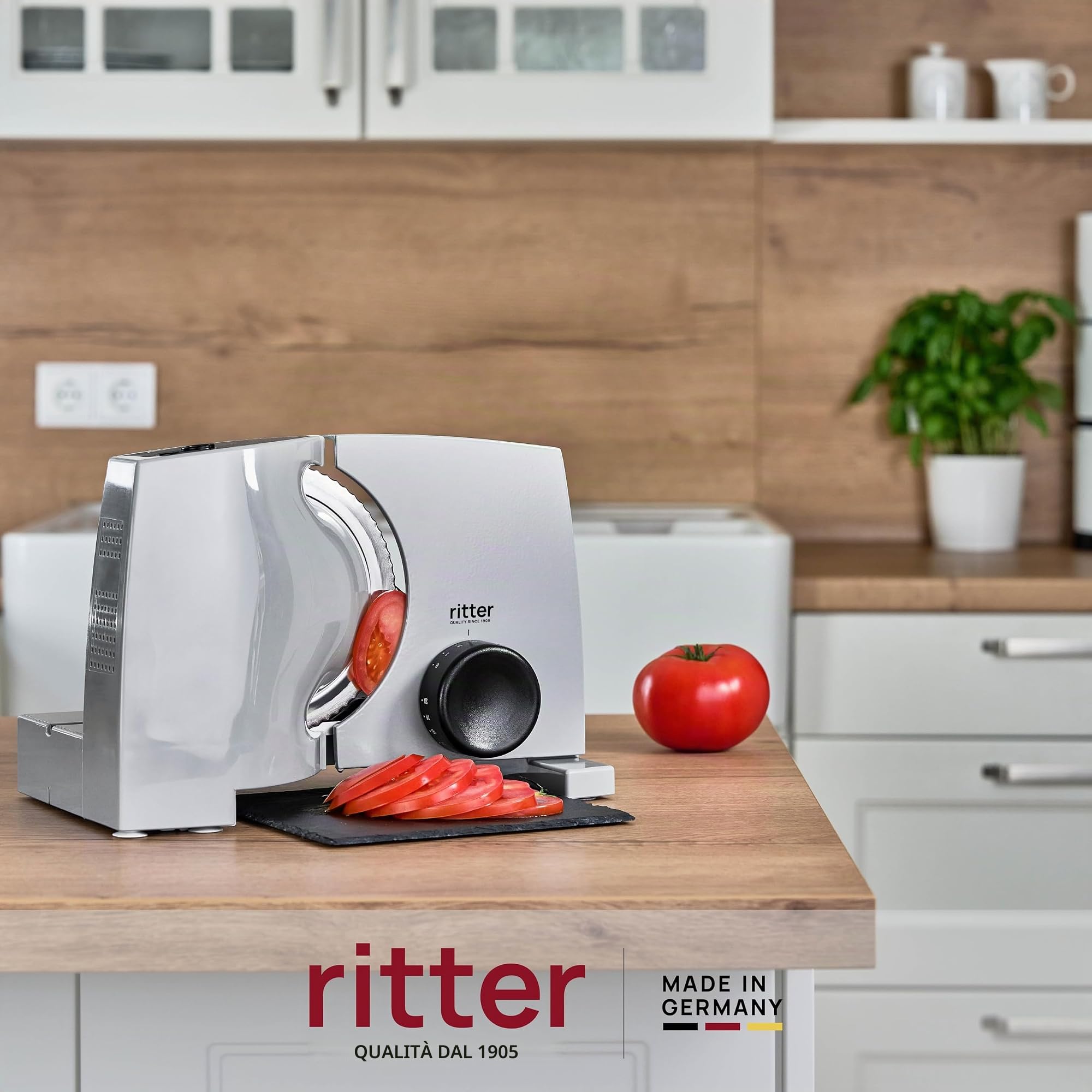 ritter nova 1, affettatrice elettrica universale e affettatrice per pane in metallo, Made in Germany
