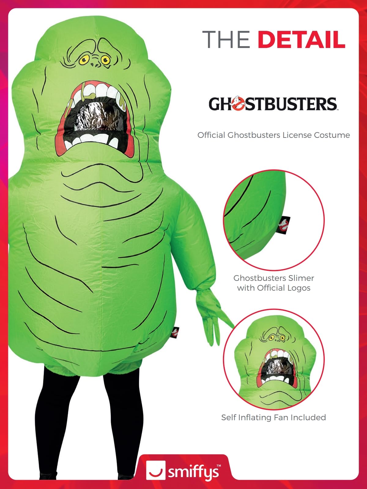 Smiffys Costume Simer gonfiabile Ghostbusters, All In One con ventola autogonfiabile Halloween