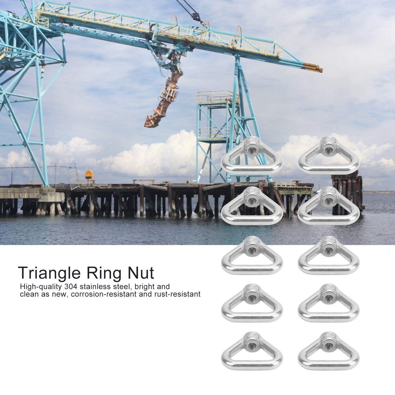 QANYEGN 10Ppcs Silver Screws Nuts, Stainless Steel Locknuts, Triangle Ring Nuts Eye Nuts Fasteners