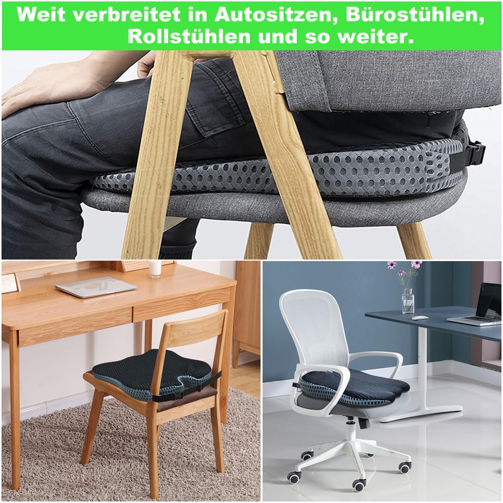 Memory Foam Keilkissen für Auto - Ergonomisches Sitzkissen Auto als Sitzerhöhung Fahrersitz - Autositzauflage, Autositzkissen mit Keil-Design für Vordersitze