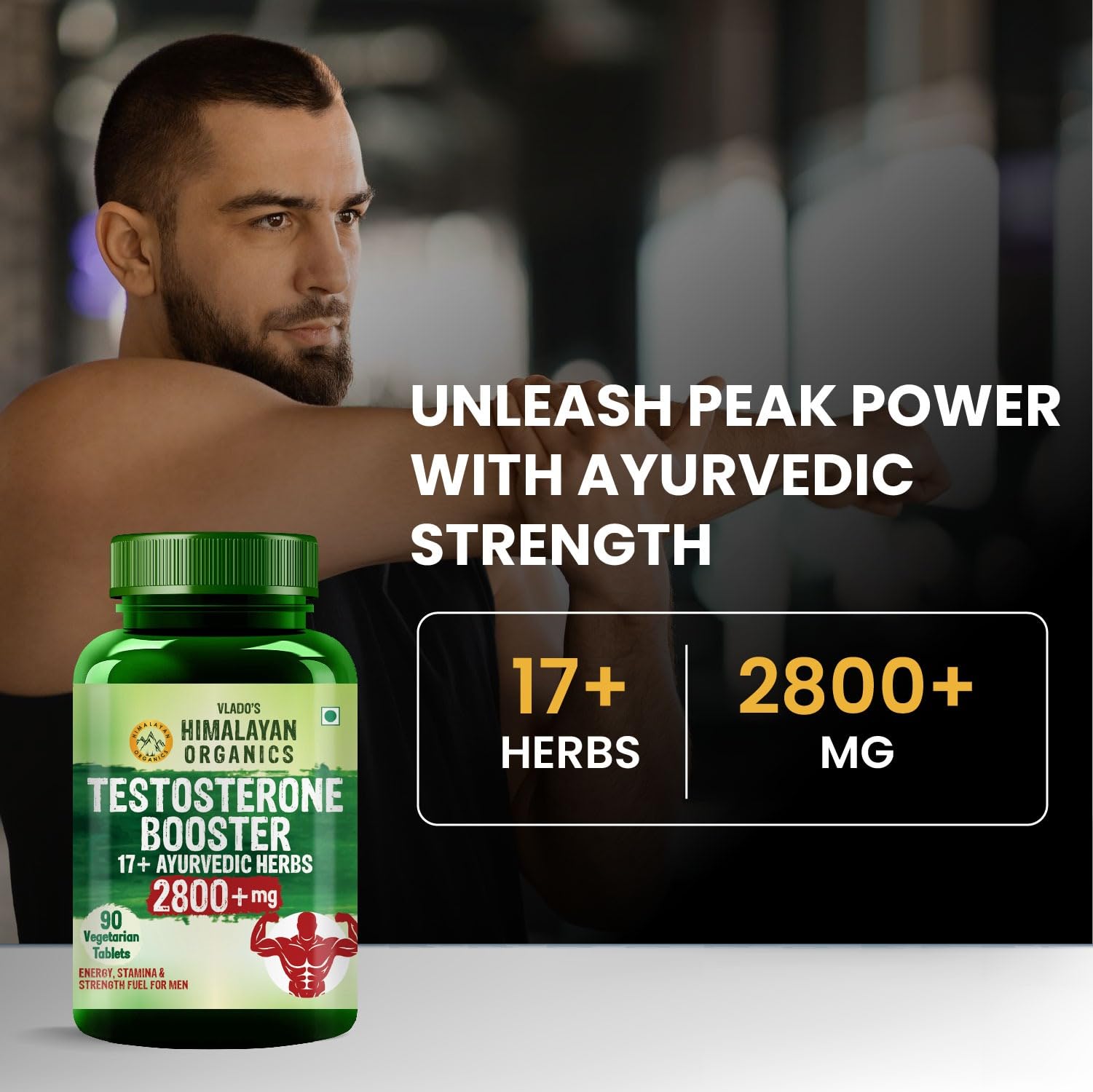 Vlado's Himalayan Organics Testosterone Booster Supplement for Men - 2800mg+ | With Ashwagandha, Shilajit, Kaunch Beej, Musli, Gokshura, Ginseng, Gold Bhasma & 17+ Ayurvedic Herbs | Boost Strength, Stamina, Energy & Muscle Growth | Pre & Post Workout Supplement - 90 Veg Tablets 4